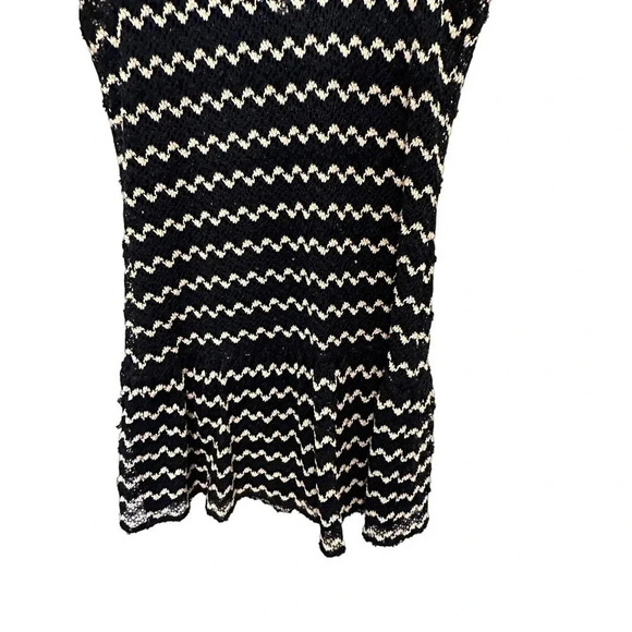 ALI RA Women's Blue & White Scoop Neck Zigzag Stripe Crochet Mini Dress Size 6 - Picture 5 of 8